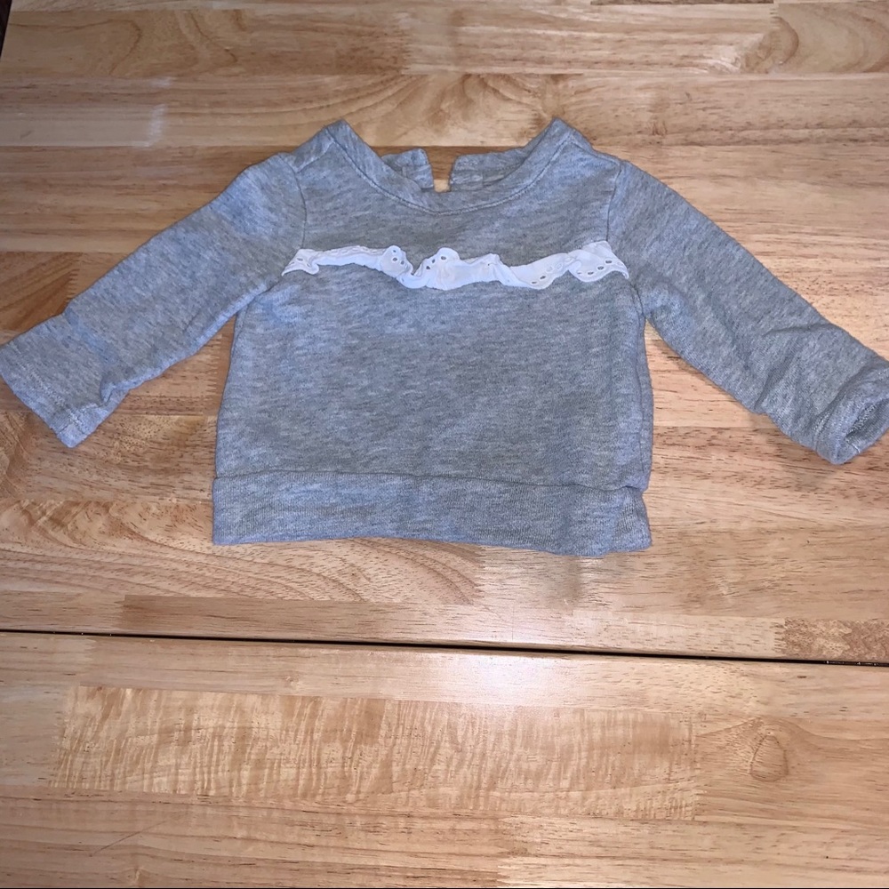 Baby Gap Grey Sweater with White Ruffle